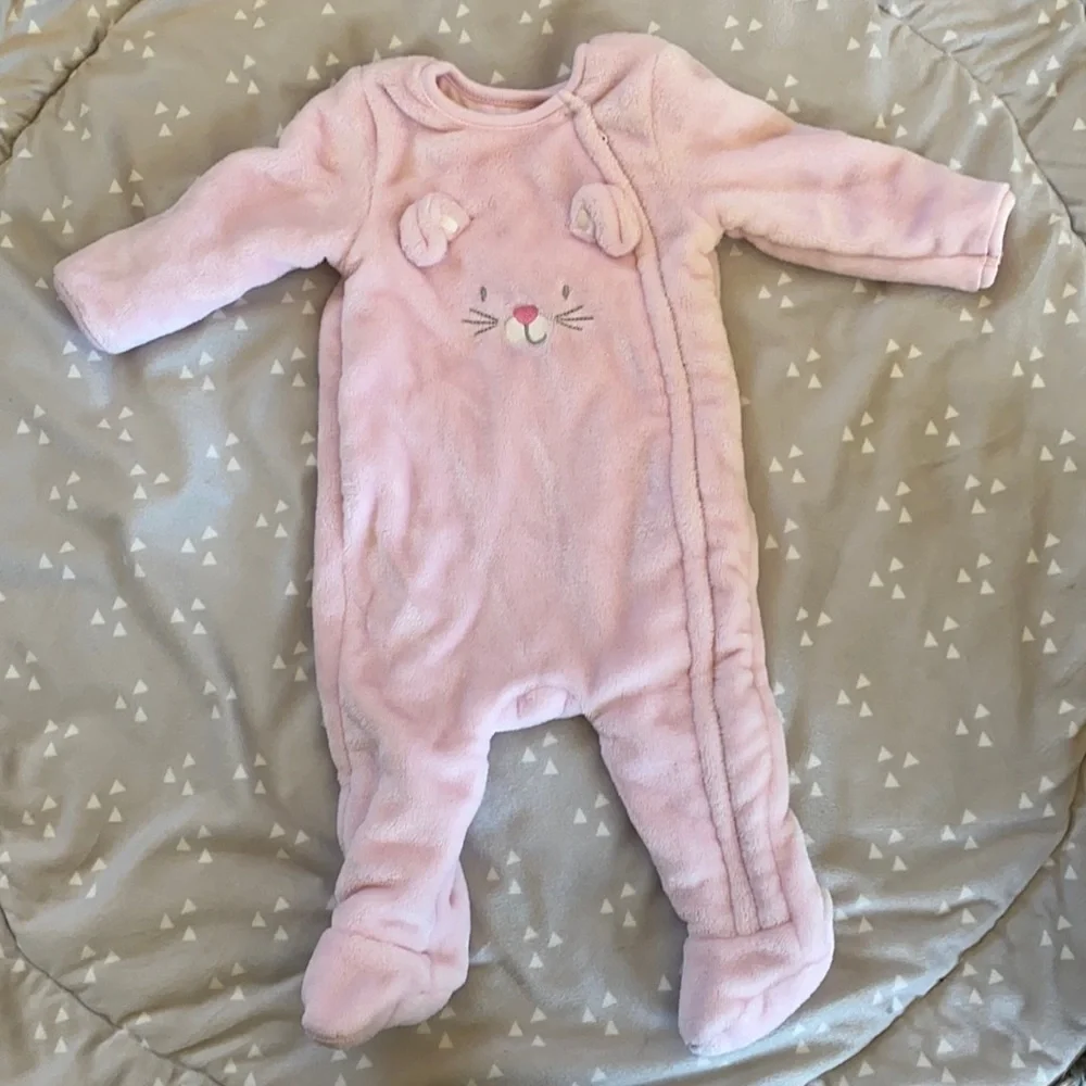 ABSORBA Baby Girl Pink Fleece Onesie Footie Size 6 Months
